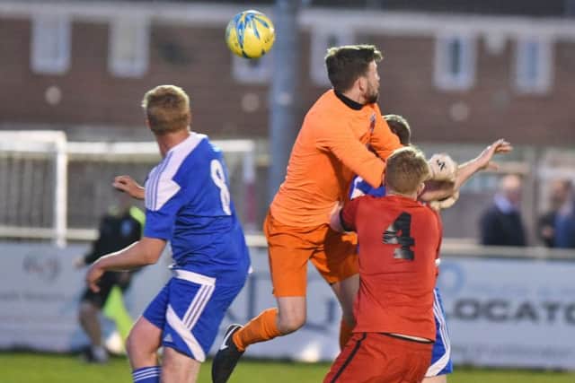 Action from Peterborough Sports Reserves' 4-2 win over Pinchbeck. Photo: David Lowndes.