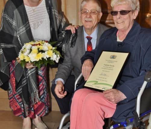 Civic Award recipients at the Town Hall Community Involvement Award winner Pat Goulty from Napier Palce with her husband David Goulty with friend (left) Angela Manship EMN-170419-085438009