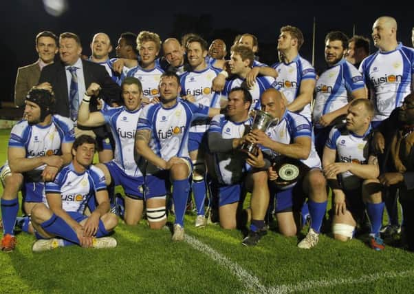 Peterborough Lions celebrate East Midlands Cup success in the 2013-2014 season.