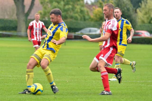 Action from Moulton Harrox v Peterborough Sports Reserves earlier this season.