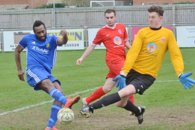 Peterborough Sports striker Avelino Vieira.