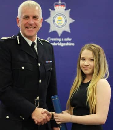 Chief Constable Alec Wood with Jessica Nightingale