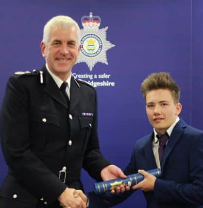 Chief Constable Alec Wood with Rhys Paterson