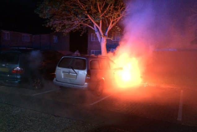 The car fire in Saxby Gardens