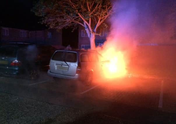 The car fire in Saxby Gardens