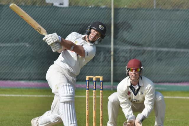 Alex Mitchell batting for Peterborough Town against Wollaston. Photo: David Lowndes.