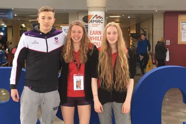 Deepings SC swimmers Alex Wray, Isabel Spinley and Bailie Harrison.