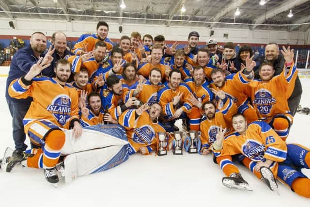 Peterborough Islanders celebrate their play-off success. Picture: Tom Scott