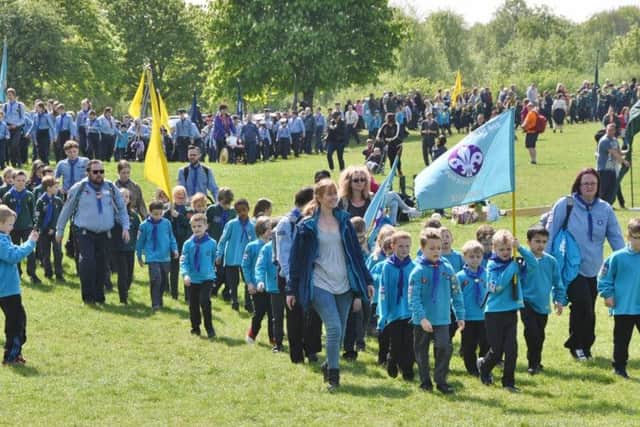 St George's Day Peterborough Scouts, cubs and beavers parade at Ferry Meadows EMN-170423-181536009