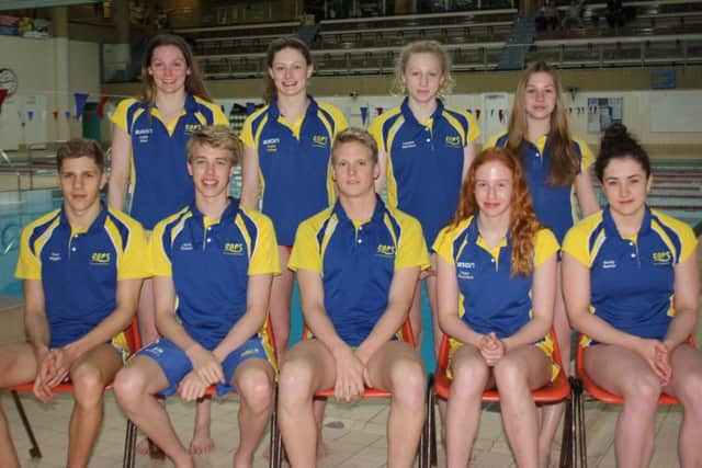 The COPS British Championship squad. From the left are, back, Mollie Allen, Rachel Wellings, Lauren Harrison, Amelia Monaghan, front, Tom Wiggins, Jamie Scholes, Myles Robinson-Young, Poppy Richardson and Becky Burton. Missing from the picture is Daniel Leigh.