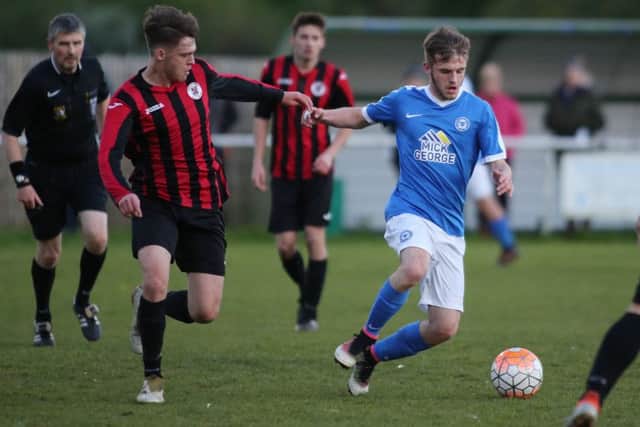 Jack Gurney in action for Posh Under 18s in the David Joyce Cup Final.