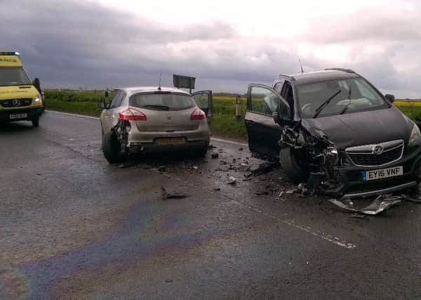 The crash on the B1040 at Ramsey - Photo: @RoadPoliceBCH