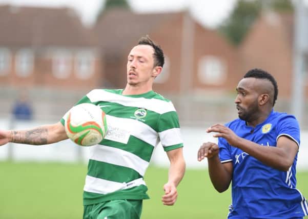 Avelino Vieira (right) played for and scored for Peterborough Sports Reserves against Netherton.
