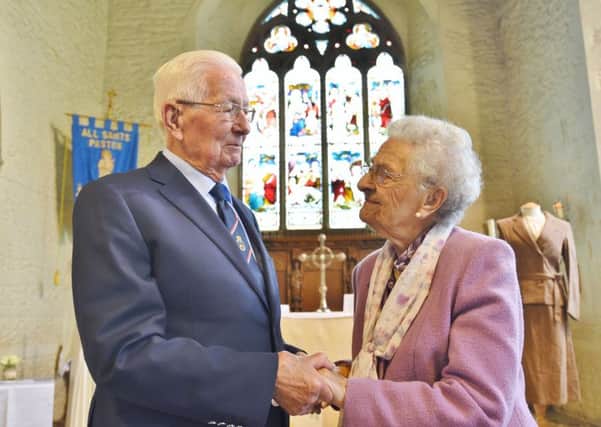 Renewing of wedding vows at Paston Church.  Eddie and Dorothy Hall (71 years of marraige) EMN-170105-192054009