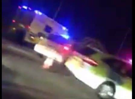 The scene of the crash in Paston this evening