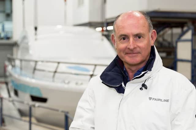 Russell Currie, managing director of Fairline Yachts, at the company's factory in Oundle.