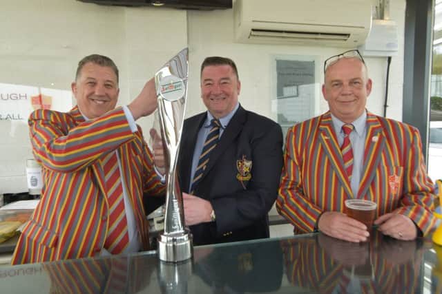Pictured at the official opening of Borough's new 'Sin Bin' bar are, from the left, club president Bruce Morley, Rob Morley and chairman Dick Clark. Picture: Kevin Goodacre