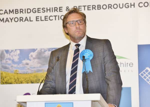 Cambs and Peterborough Mayoral Election count at Soham.  The elected Mayor   James Palmer EMN-170605-214446009