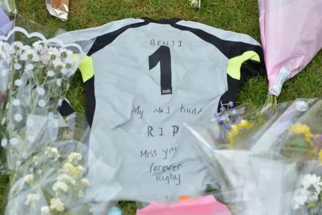 Tributes and flowers at Thrapston Town FC