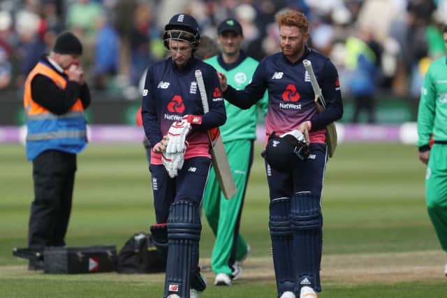Johnny Bairstow (right) with Joe Root.