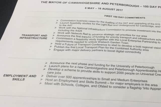 Some of the mayor's 100 day commitments