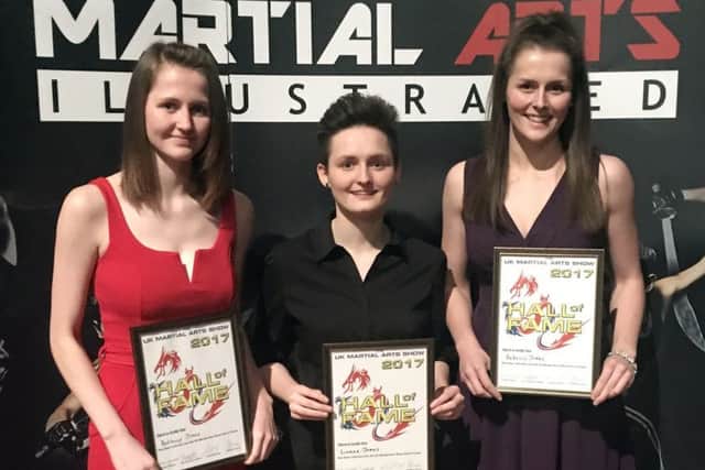 Jones sisters Bethany (19), Lianne (21),and Rebecca Jones (23) with their national awards.