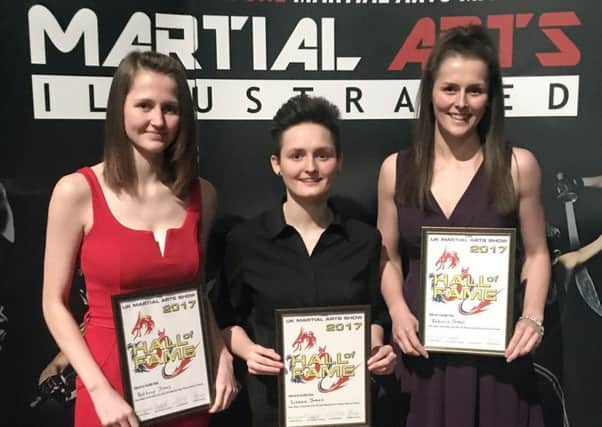 Jones sisters Bethany (19), Lianne (21),and Rebecca Jones (23) with their national awards.