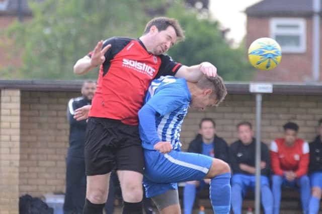 Action from Pinchbeck 1, Netherton United 0 in the President's Shield Final. Photo: David Lowndes.