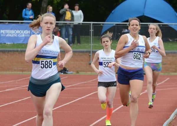 Peterborough Athletic Clubs Ellan Ellard races to victory in the Under 20 womens 800m.