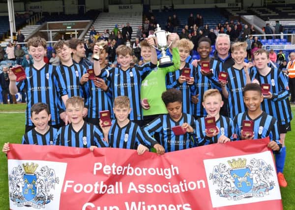 Baston celebrate their PFA Under 13 Cup final win. Picture: David Lowndes