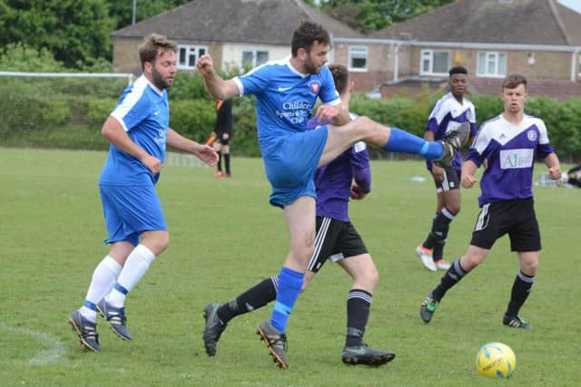 Whittlesey Athletic A (blue) beat AFC Stanground Sports Reserves 3-0 last weekend. Photo: David Lowndes.