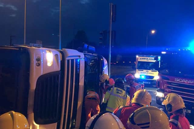 The scene of the crash on the A14 this morning