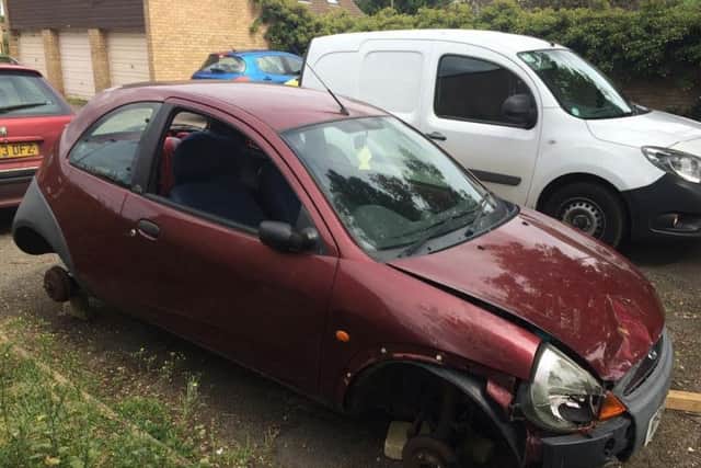 One of the cars which was abandoned