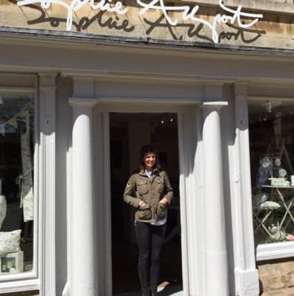 Sophie Allport outside her new shop in Stamford.