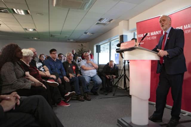 Jeremy Corbyn talks in Peterborough on the campaign trail.,
ABAX Stadium, Peterborough
19/05/2017. 
Picture by Terry Harris / Peterborough Telegraph. THA