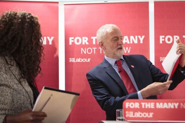 Jeremy Corbyn talks in Peterborough on the campaign trail. Pictured with Peterborough's Labour MP Candidate Fiona Onasanya. ABAX Stadium, Peterborough 19/05/2017.  Picture by Terry Harris / Peterborough Telegraph. THA