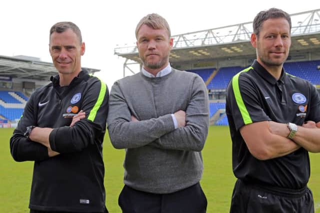 Mark Tyler (right) with Grant McCann (centre) and another Posh legend (Dave Farrell).