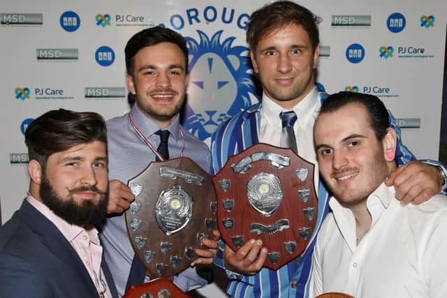 Pictured are the main trophy winners at the Peterborough Lions presentation night. From the left they are Vice-Presidents Player of the Year   Ben Howard, Coaches Player of the Year   Nico Defeo, Players Player of the Year   Chris Humphrey and Most Improved Player of the Year - Conor Crown. Picture: Mick Sutterby