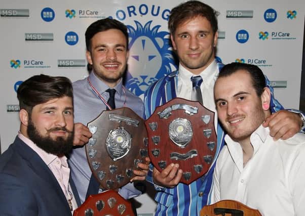 Pictured are the main trophy winners at the Peterborough Lions presentation night. From the left they are Vice-Presidents Player of the Year   Ben Howard, Coaches Player of the Year   Nico Defeo, Players Player of the Year   Chris Humphrey and Most Improved Player of the Year - Conor Crown. Picture: Mick Sutterby