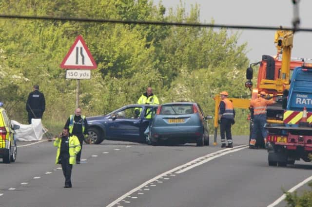 EMERGENCY services at the scene of a serious collision on the A605 at Elton, near Peterborough. Two fatalities have been confirmed and two people have suffered serious injuries., A605, Peterborough 07/05/2017.  Picture by Terry Harris. THA