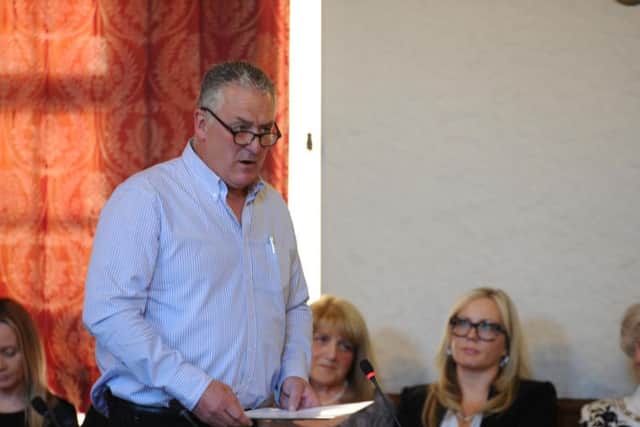 David Sanders giving his farewell speech.