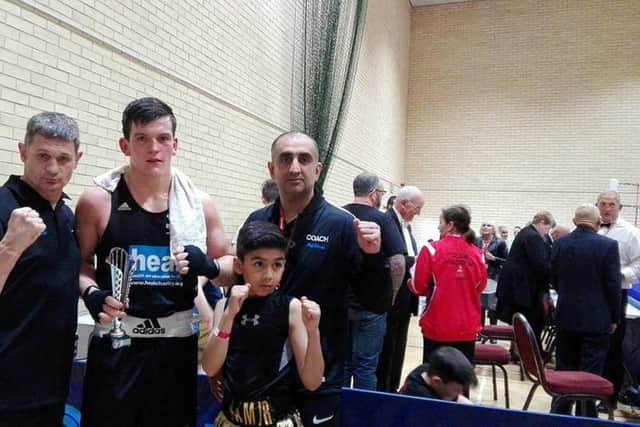 The Peterborough Police ABC team at Halstead. From the left are Paul Goode (coach), Jack Bristowe, Aamir Shirazi and Akif Shirazi (coach).