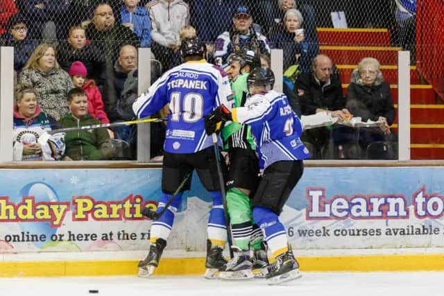 Nathan Salem in the thick of the action playing for Hull against Phantoms last season.