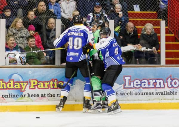 Nathan Salem in the thick of the action playing for Hull against Phantoms last season.