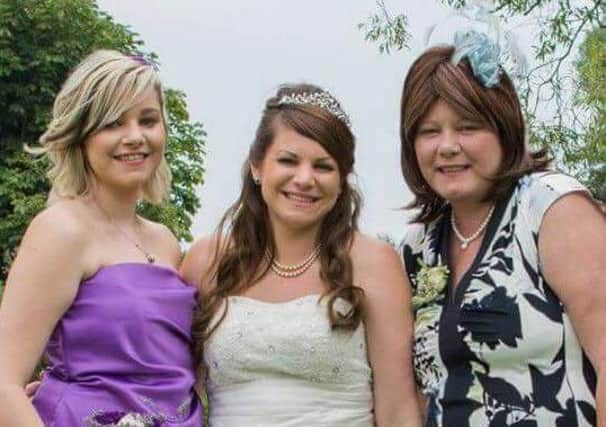 Amy at her sister Nicola Irelands wedding with mum Tracey