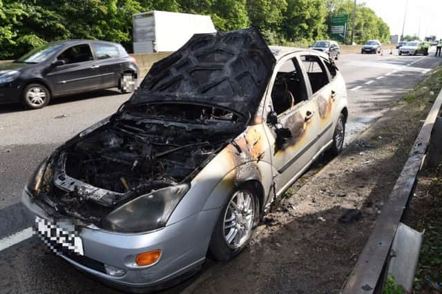 The scene of the car fire on the A47