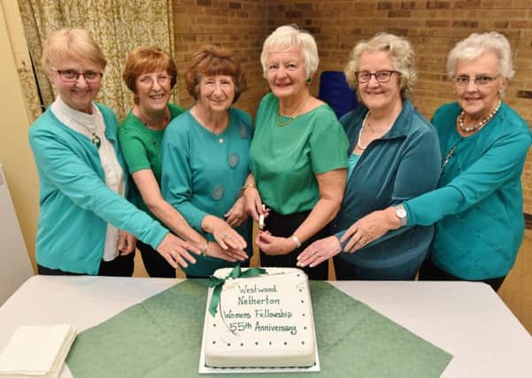 Committee members Jennifer Mitchell, Val Pepper, Margaret Bradshaw, Sandra Greenwood, June Walker and Margaret Mitchell at the Westwood and Netherton Women's Fellowship's 55th anniversary meeting EMN-170905-234200009