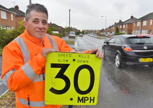 Darren Skinner, doing a speed awareness campaign at Coneygree Road, Stanground EMN-170427-183928009
