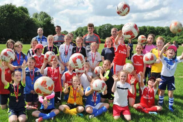 Young footballers attending the Arsenal Ladies event at Ringwood.