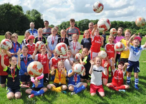 Young footballers attending the Arsenal Ladies event at Ringwood.